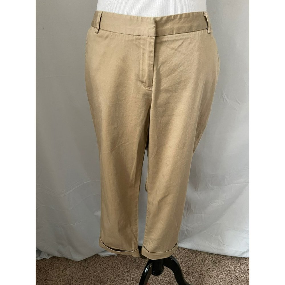 Grace Elements Petite Khaki Roll Bottom Capri Pants